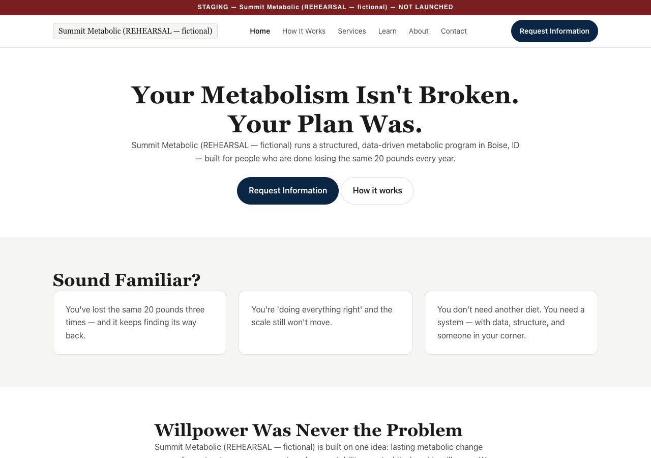 Demonstration partner website with live lead capture